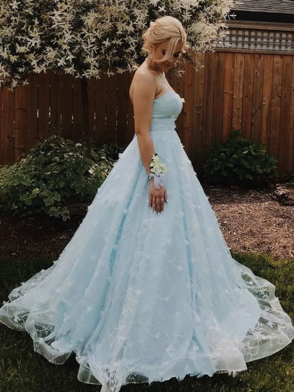 metallic prom dressesStrapless Elegant Long Prom Dresses, Lace Prom Dresses, 2020 A-line Prom Dresses