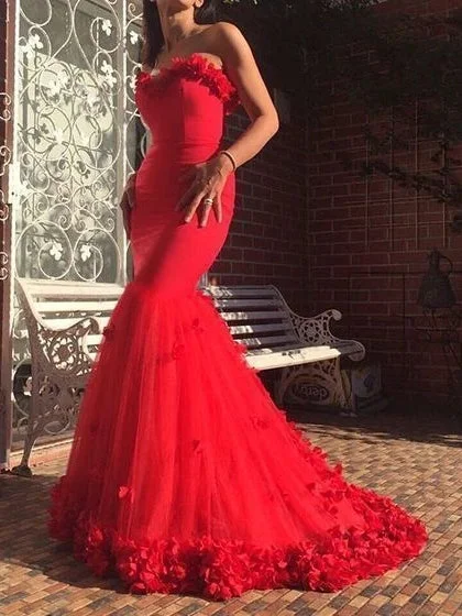 prom dress fitting adviceSweetheart Red Mermaid Prom Dresses, Jersey Tulle Prom Dresses, Long Prom Dresses